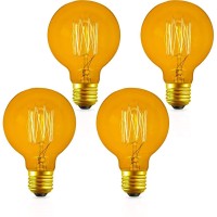 Ex Electronix Express 4 Pack Of Dimmable G80 Vintage Edison Light Bulbs, 360 Degree Beam Angle 60W Incandescent Bulbs, 2200K Amber Glow, 110-130 Volts, E26 Medium Base For Home Light Fixtures