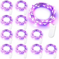 Brizled Purple Fairy Lights, 12 Pack 20 Led Purple Halloween Lights, 6.56Ft Battery Halloween String Lights, Indoor Twinkle Starry Lights Silver Wire For Diy Home Halloween Bedroom Party Holiday Decor