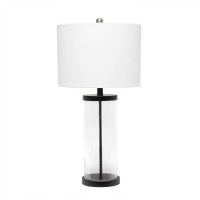 Lalia Home Contemporary Entrapped Glass Table Lamp With Fabric Shade Blackwhite