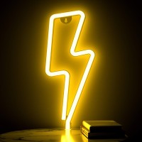 Xiyunte Neon Sign Lightning Bolt Neon Light Sign For Wall Decor, Usb Or Battery Powered Warm White Led Lightning Bolt Neon Signs For Bedroom, Kids Room, Living Room, Bar, Party, Christmas, Wedding