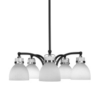 Easton 5 Light Chandelier Shown In Matte Black & Brushed Nickel Finish With 6 White Muslin Glass