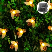 Solar Bee String Lights Outdoor 31 Ft 50 Led Honeybee Fairy Lights With 8 Lighting Modes, Waterproof Solar Bumble Bee Lights For Patio Yard Garden Grass Wedding Christmas Party Decor, Warm White