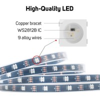 Btf-Lighting Ws2812B Rgb Eco Led Strip, Chasing Effects 5050Smd Individually Addressable 16.4Ft 30Pixels/M 150Pixels Flexible Dream Color Ip67 For Bedroom Diy Projects Dc5V(No Adapter Or Controller)