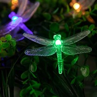 Dragonfly Solar String Lights Outdoor 25.6Ft 30 Led Waterproof Solar Powered Fairy Lights, 8 Modes Decorative Lights For Patio Garden Yard Fence Wedding Christmas Party, Multicolor