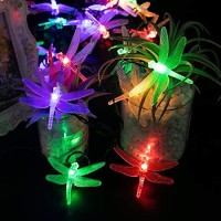 Dragonfly Solar String Lights Outdoor 25.6Ft 30 Led Waterproof Solar Powered Fairy Lights, 8 Modes Decorative Lights For Patio Garden Yard Fence Wedding Christmas Party, Multicolor