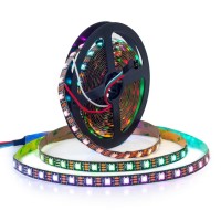 Btf-Lighting Ws2812B Eco Led Strip, Chasing Effects 5050Smd Individually Addressable 16.4Ft 60Pixels/M 300Pixels Flexible Black Fpcb Dream Color Ip30 Non-Waterproof For Bedroom Diy Projects Dc5V