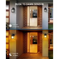 Dewenwils 2 Pack Dusk To Dawn Outdoor Wall Light Fixture, Wall Lantern Porch Light With Glass Shade, Waterproof Outdoor Wall Sconce Lamp For Garage, Backyard (Classic)