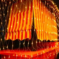 Joomer 12Ft X 5Ft 360Led Orange Halloween Net Lights Outdoor Mesh Lights 8 Modes Timer Connectable Waterproof Bush Lights Mesh