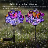 Doingart Outdoor Solar Garden Lights 2 Pack Solar Powered Garden Stake Lights With 18 Butterflies And Copper String Lights Mu