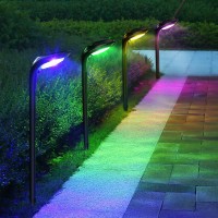 Roshwey Solar Outdoor Lights, Bright Pathway Lights Outdoor Waterproof, 7 Color Changing Christmas Solar Landscape Path Outside Lights For Yard Garden Walkway Driveway Halloween Lighting, 4 Pack