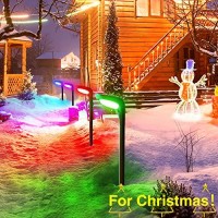 Roshwey Solar Outdoor Lights, Bright Pathway Lights Outdoor Waterproof, 7 Color Changing Christmas Solar Landscape Path Outside Lights For Yard Garden Walkway Driveway Halloween Lighting, 4 Pack