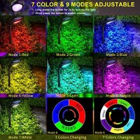 Roshwey Solar Outdoor Lights, Bright Pathway Lights Outdoor Waterproof, 7 Color Changing Christmas Solar Landscape Path Outside Lights For Yard Garden Walkway Driveway Halloween Lighting, 4 Pack