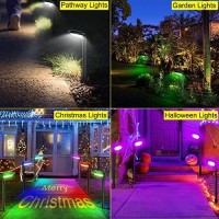 Roshwey Solar Outdoor Lights, Bright Pathway Lights Outdoor Waterproof, 7 Color Changing Christmas Solar Landscape Path Outside Lights For Yard Garden Walkway Driveway Halloween Lighting, 4 Pack