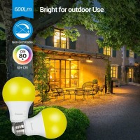 Dewenwils 4 Pack Led Light Bulbs Outdoor, A19 Yellow Light Bulb, 9W(60W Equivalent), 600Lm, 2400K Amber Glow, Non-Dimmable, E26 Medium Screw Base, Ul Listed