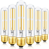 T10 Led Bulb,Dimmable 6W Led Tubular Bulbs, 60 Watt Incandescent Bulb Equivalent, 3000K Soft White, Clear Glass, E26 Base Lamp Bulb, For Cabinet Display Cabinet Etc,3 Pack. (Soft White-6P)