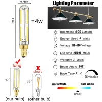 Hxmls Candelabra Led Light Bulbs,Dimmable E12 Led Tubular Bulb 4W Equal 40 Watt Light Bulbs Daylight 4000K 400Lm E12 Led Light Filament Bulb For Chandeliers,Fixture 6Pack