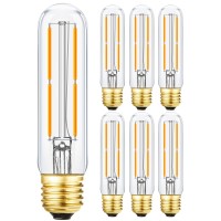 Leools Dimmable E26 Light Bulb 4W Equal 40 Watt Led Light Bulb Ac120V Warm White 2700K Edison Light Bulbs 40 Watt 400Lm T10 Tubular Vintage Led Bulbs,Clear Glass, 6 Pack.