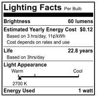 Led Night Light Bulb - C7 E12 Led Bulbs - Candelabra Light Bulbs, 1 Watt Equivalent 10W Incandescent Bulb, Warm White 2700K, Window Candles & Chandeliers Replacement Bulb, 4 Pack