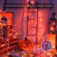 Brizled Halloween Lights 300 Count 696Ft Orange Lights String Connectable Clear Incandescent Mini Lights Plugin 120V Ul Cert