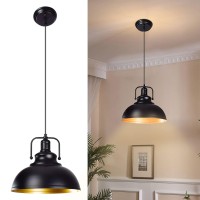 Dllt Black Pendant Light, Vintage Ceiling Hanging Light Fixture Farmhouse Decor, Adjustable Metal Hang Lamp, Industrial Dining Lights Fixture For Kitchen Bar Restaurant Entryway Warehouse, E26