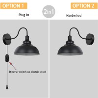 Black Gooseneck Industrial Wall Sconces E26 Base With Plug In Wall Lamp Dimmer Switch Vintage Style Wall Light Fixture For Farmhouse Bedroom Bedside Nightstand Headboard Porch Garage Of 2 Set Packs