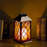 Eigreen Hanging Solar Lantern Lights Pvc Outdoor Waterproof Led Flickering Flameless Candle Decorative Solar Lantern , For Patio Courtyard Garden (1Pack)Ͽ