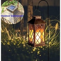 Eigreen Hanging Solar Lantern Lights Pvc Outdoor Waterproof Led Flickering Flameless Candle Decorative Solar Lantern , For Patio Courtyard Garden (1Pack)Ͽ