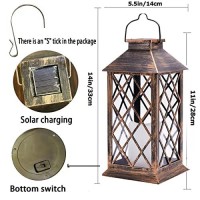 Eigreen Hanging Solar Lantern Lights Pvc Outdoor Waterproof Led Flickering Flameless Candle Decorative Solar Lantern , For Patio Courtyard Garden (1Pack)Ͽ