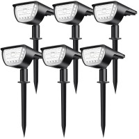 Claoner 32 Led Solar Spotlights Outdoor Waterproof, 3 Modes Solar Landscape Lights, Outdoor Solar Powered Spot Lights For Yard Garden Driveway Porch Walkway Trees Patio- Cold White(6 Pack)