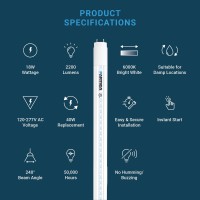 Parmida 20Pack Led T8 Hybrid Type Ab Light Tube 4Ft 18W 40W Replacement Clear Cover Singleend Or Dualend Powered 6000