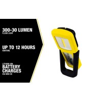 The HHL1030R Yellow Jacket 300 Lumen LED Rechargeable Handheld Light features a 30300 lumen flood light With a smooth dimming function simply hold the power button down to switch between high and low output modes The HHL1030R Rechargeable Handheld Light i