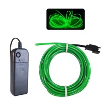 Maxlax El Wire Green 164Ft5M Portable Battery Pack Neon Lights Strip 360 Cuttable Glowing Rope Lights For Parties Halloween