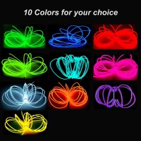 Maxlax El Wire Green 164Ft5M Portable Battery Pack Neon Lights Strip 360 Cuttable Glowing Rope Lights For Parties Halloween