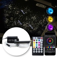 Azimom Led Bluetooth 16W Rgbw Meteor Fiber Optic Light Shooting Star Ceiling Lighting Kits Music Mode App Remote Sensory Car Use Home Interior Decoration 550Pcs 13Ft Fiber Cables