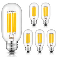 Crlight 8W Led Tubular Bulb 3000K Soft White, 80W Equivalent 800 Lm, E26 Antique Edison T14 / T45 Tubular Clear Glass Dimmable Led Light Bulbs, Pack Of 4