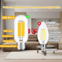 Crlight 8W Led Tubular Bulb 3000K Soft White, 80W Equivalent 800 Lm, E26 Antique Edison T14 / T45 Tubular Clear Glass Dimmable Led Light Bulbs, Pack Of 4