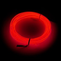 Maxlax El Wire Red, 16.4Ft/5M Portable Battery Pack Neon Lights Strip 360Ͽ