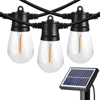 Banord 48Ft Solar String Light Outdoor, Usb Rechargeable Patio Solar Outdoor Lights With Waterproof & Shatterproof Solar Powered Bulbs Hanging Lights For Backyard, Porch, Garden, Cafe, Camping, Party