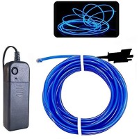 Maxlax El Wire Blue 164Ft5M Portable Battery Pack Neon Lights Strip 360