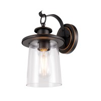 Gruenlich Outdoor Wall Lantern, Wall Sconce As Porch Lighting Fixture, E26 Medium Base, Metal Housing Plus Clear Glass, Oil Rubbed Bronze Finish, Bulb Not Included, 1-Pack