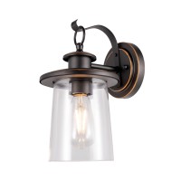 Gruenlich Outdoor Wall Lantern, Wall Sconce As Porch Lighting Fixture, E26 Medium Base, Metal Housing Plus Clear Glass, Oil Rubbed Bronze Finish, Bulb Not Included, 1-Pack