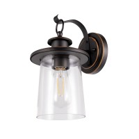 Gruenlich Outdoor Wall Lantern, Wall Sconce As Porch Lighting Fixture, E26 Medium Base, Metal Housing Plus Clear Glass, Oil Rubbed Bronze Finish, Bulb Not Included, 1-Pack