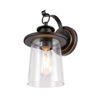 Gruenlich Outdoor Wall Lantern, Wall Sconce As Porch Lighting Fixture, E26 Medium Base, Metal Housing Plus Clear Glass, Oil Rubbed Bronze Finish, Bulb Not Included, 1-Pack