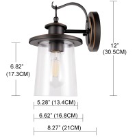 Gruenlich Outdoor Wall Lantern, Wall Sconce As Porch Lighting Fixture, E26 Medium Base, Metal Housing Plus Clear Glass, Oil Rubbed Bronze Finish, Bulb Not Included, 1-Pack