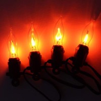 Romasaty Flicker Flame Light Bulb, Flame Shaped Bulb Dances With A Flickering Orange Glow, E12 Flame Candelabra Light Bulbs, 12 Pack