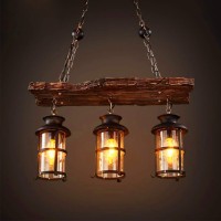 Vintage Pendant Lamp E27 Industrial Pendant Light Retro Wood Pendant Light Black Iron And Glass Lampshade Height Adjustable Loft Chandelier Indoor Pendant Lamp For Dining Room Living Room Bar Cafe