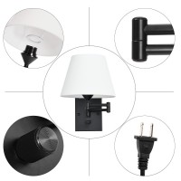 Pauwer Plug In Wall Sconce Set Of 2 Swing Arm Wall Lamp With Plug In Cord And Fabric Shade Wall Light Fixtures For Hallway Bedro