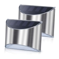 Solalite 2 Pack Stainless Steel Security Solar Wall Lights - Outdoor Fence Post And Step Lights, Weatherproof With No Wiring Required