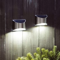 Solalite 2 Pack Stainless Steel Security Solar Wall Lights - Outdoor Fence Post And Step Lights, Weatherproof With No Wiring Required