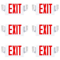 Sunco 6 Pack Red Exit Signs With Emergency Lights Two Adjustable Led Lights 94V0 Fire Resistant Backup Battery 120277V Wa